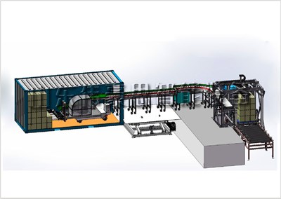 編織袋集裝箱裝車系統(tǒng)，聚丙烯全自動裝車機現(xiàn)場